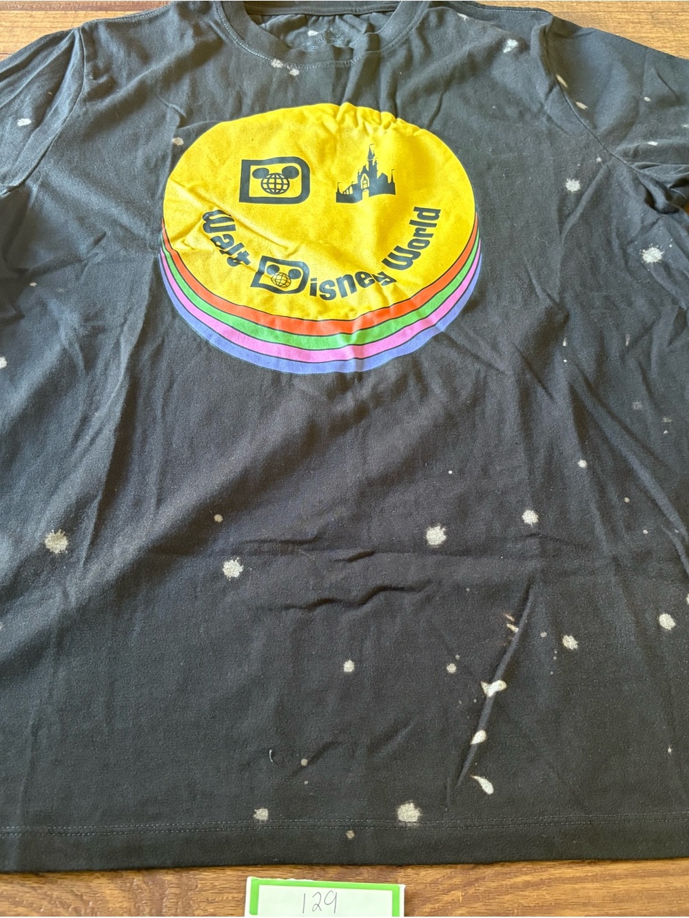 NWT Disney Parks Bleached Walt Disney World Rainbow Logo T-Shirt - Size Medium